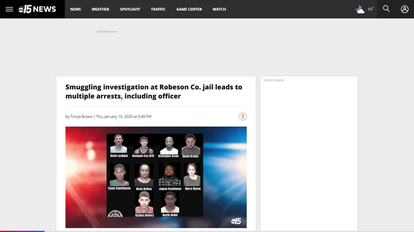 Smuggling investigation at Robeson Co. jail leads to multiple arrests, including officer