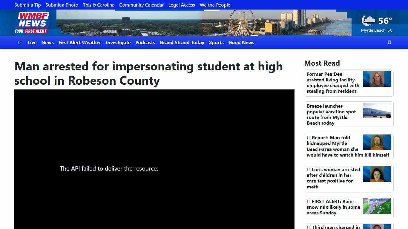 Man arrested for impersonating student at high school in Robeson County