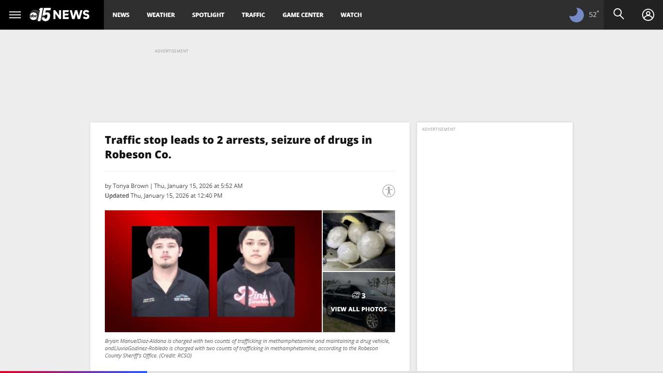 Traffic stop leads to 2 arrests, seizure of drugs in Robeson Co.