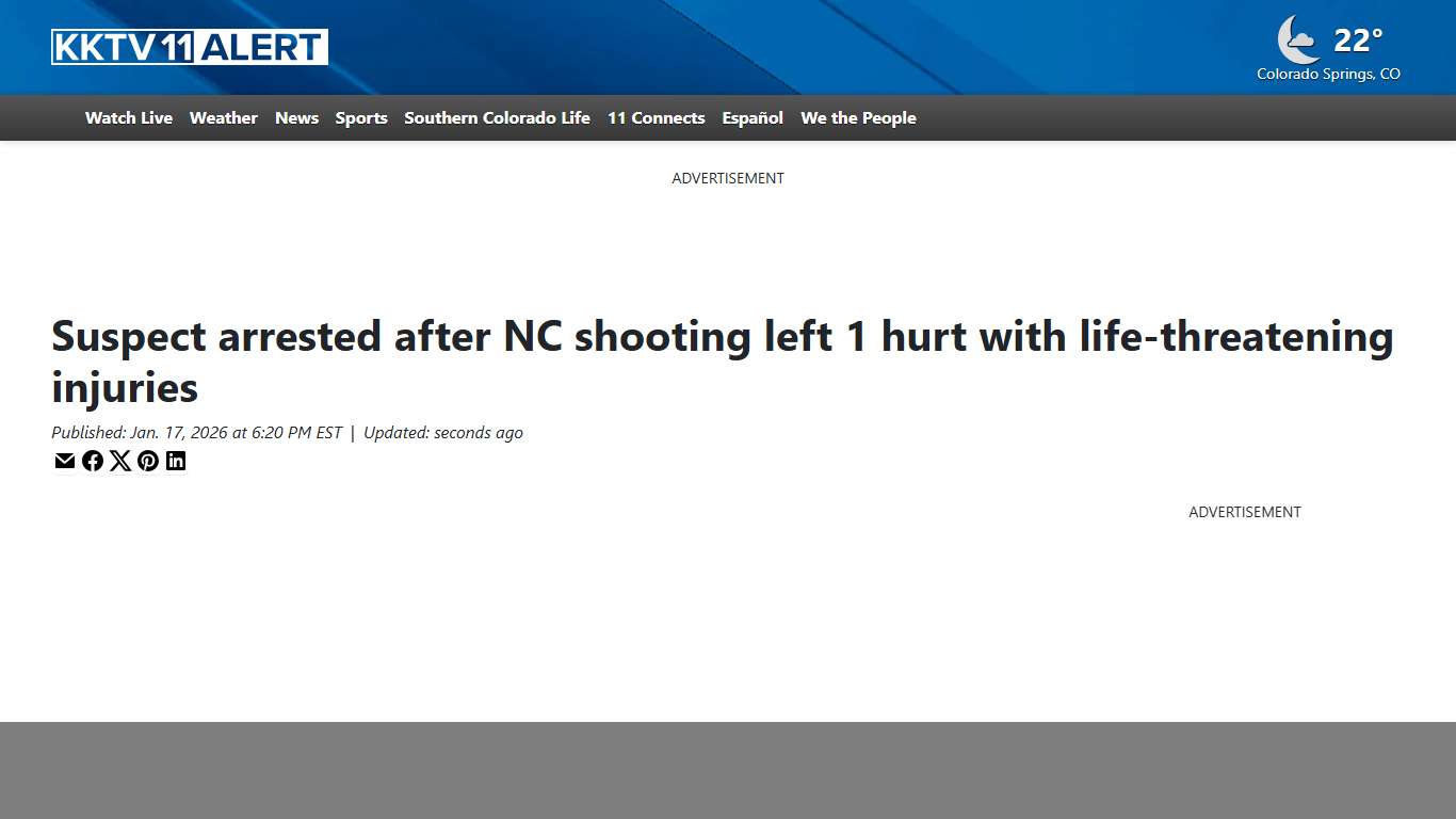 Suspect arrested after NC shooting left 1 hurt with life-threatening injuries